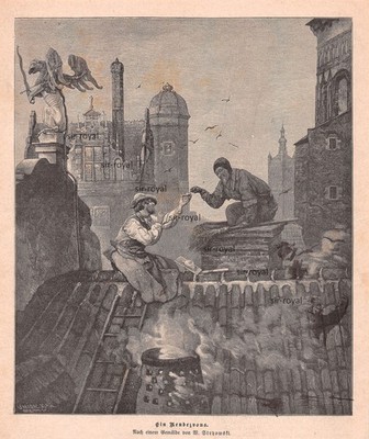 Rendevous - Wilhelm August Stryowski - 1894 - Historischer Holzstich ~20x24cm