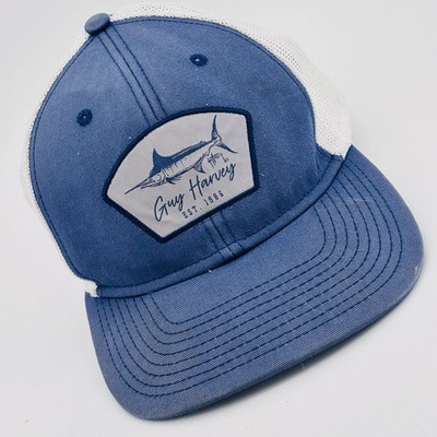 Guy Harvey Hat Cap Strapback OSFM Blue Embroidered Patch Marlin Fishing