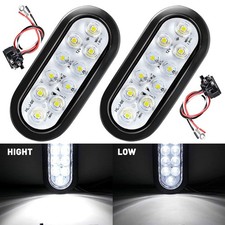 2x 6 Oval White 10 Led Trailer Sealed Truck Reverse Back-up Tail Lights 12v New
