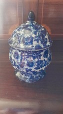 Victoria Ware Ironstone Pottery - Colbalt Blue Flow Lidded Pot