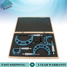 0-4"/0.0001" Premium Outside Micrometer Set Machinist Tool Precision Carbide Tip