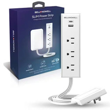 Slim Multi Power Strip 3-AC Outlets, 1 USB-A and 1 USB-C Ports Charging Extensio