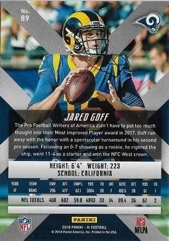2018 Panini XR #89 Jared Goff Red #/299 - Image 2 of 2