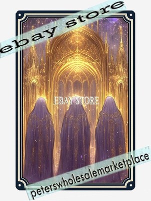 Ascension Hall Metal Tin Sign Celestial Cathedral Scene metal wall plaque