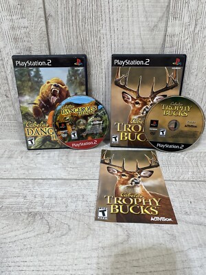 Cabela's Dangerous Hunts 2009 & Trophy Bucks PlayStation 2 PS2 Tested (Lot of 2)