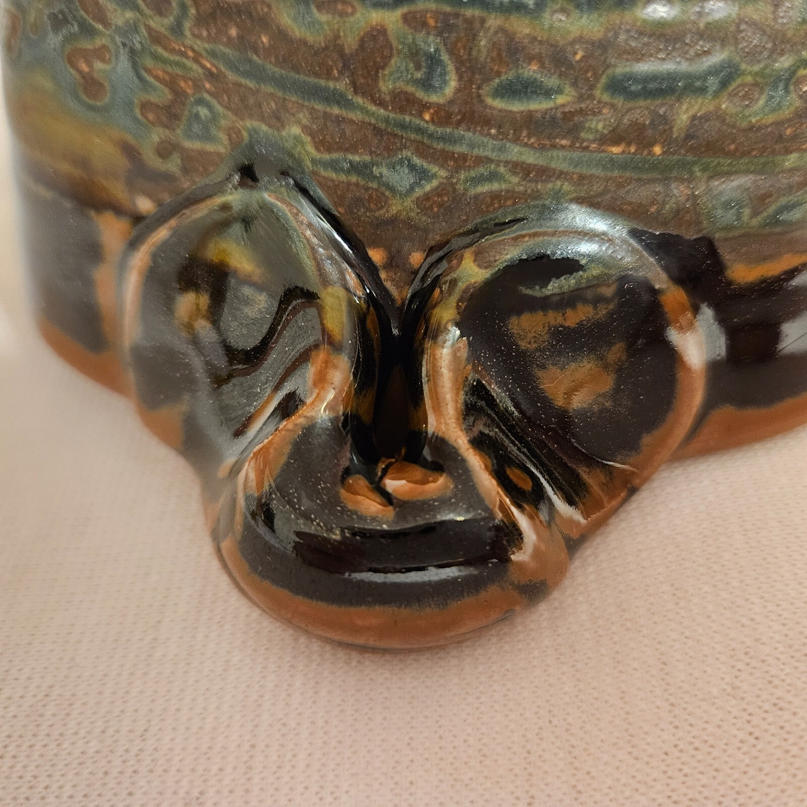 Royce Yoder Studio Art Pottery Bowl Stoneware Rectangle Black Ash Glaze USA 4"