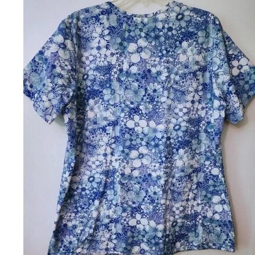 Crest Multicolor Cotton polyester Medical Nurses Uniform Scrub Top Size large - Picture 2 of 5
