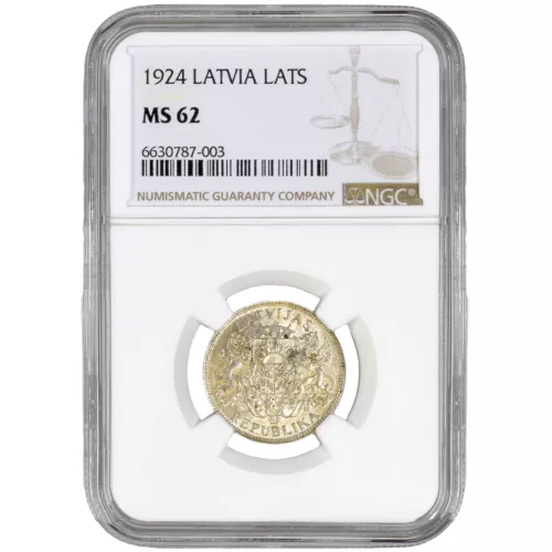 Coin in NGC slab "1 Lats 1924, Latvia, MS 62"