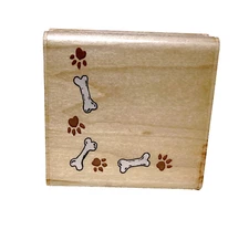 Dog Paws & Bones 6556 M Rubber Stamp Inkadinkado Handmade in USA Wood Vintage