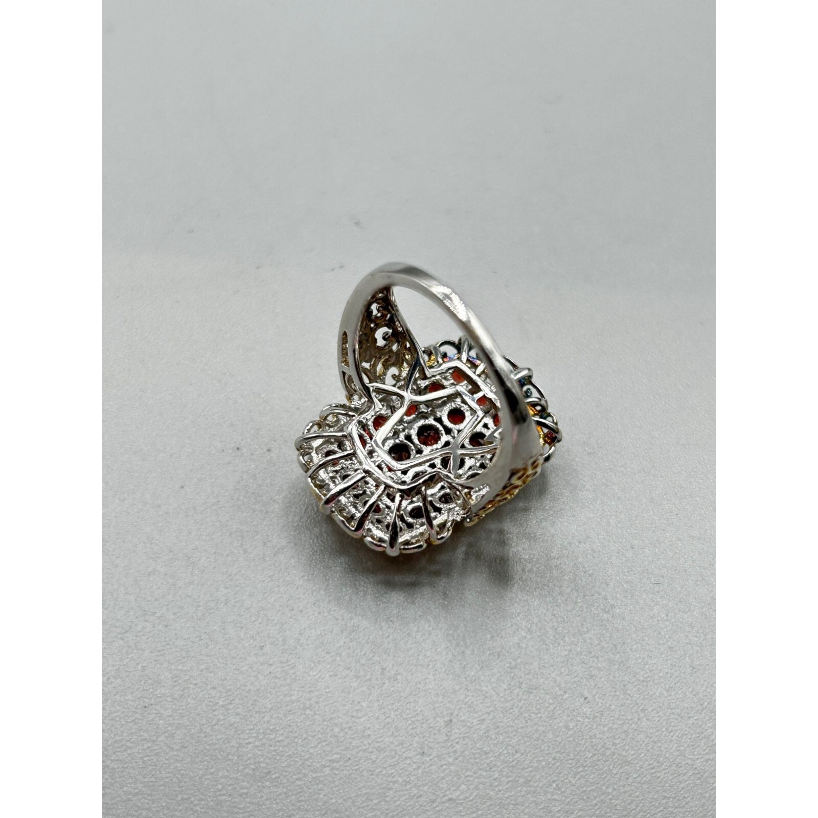 Rectangular Ring with Garnets Size 8 Sterling Sil… - image 8