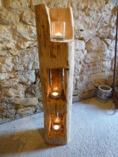 Windlicht Unikat aus altem Holzbalken Stele Holz Balkenlicht 94 cm Laterne