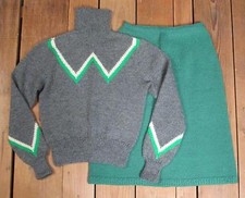 Vintage 1950s Wool Sweater w/Matching Skirt Handmade Figure Skating Outfit Nice 
