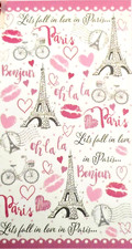 NEW KASSAFINA PINK,WHITE HEART,LIPS,EIFFEL TOWER,PARIS 100% COTTON BATH TOWEL