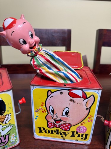 JACK IN THE BOX SNOOPY, PORKY PIG, JACK IN BOX CUERDA VINTAGE - Imagen 3 de 7
