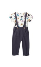 Wonder Nation Baby Toddler Boy Shirt Suspender Pants Gray Animals 2 Piece Set