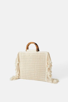 Damen Tasche  Clutch Shopper von ZARA Macramee Crochet Bag