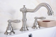 8 "Widespread Bathroom Faucet Basin 3 Hole Vanity Sink Mixer Tap Brushed Nickel