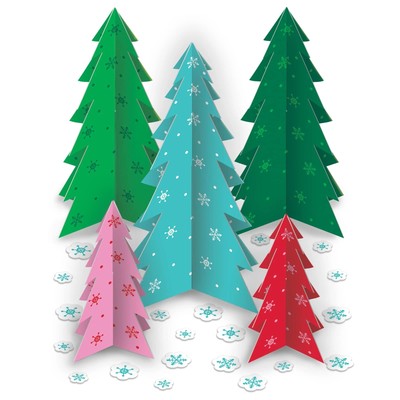 Vibrant Multicolor Paper Multi-Pack Slotted Trees - 8''-13'' (Pack of 5) - Eye-Ca