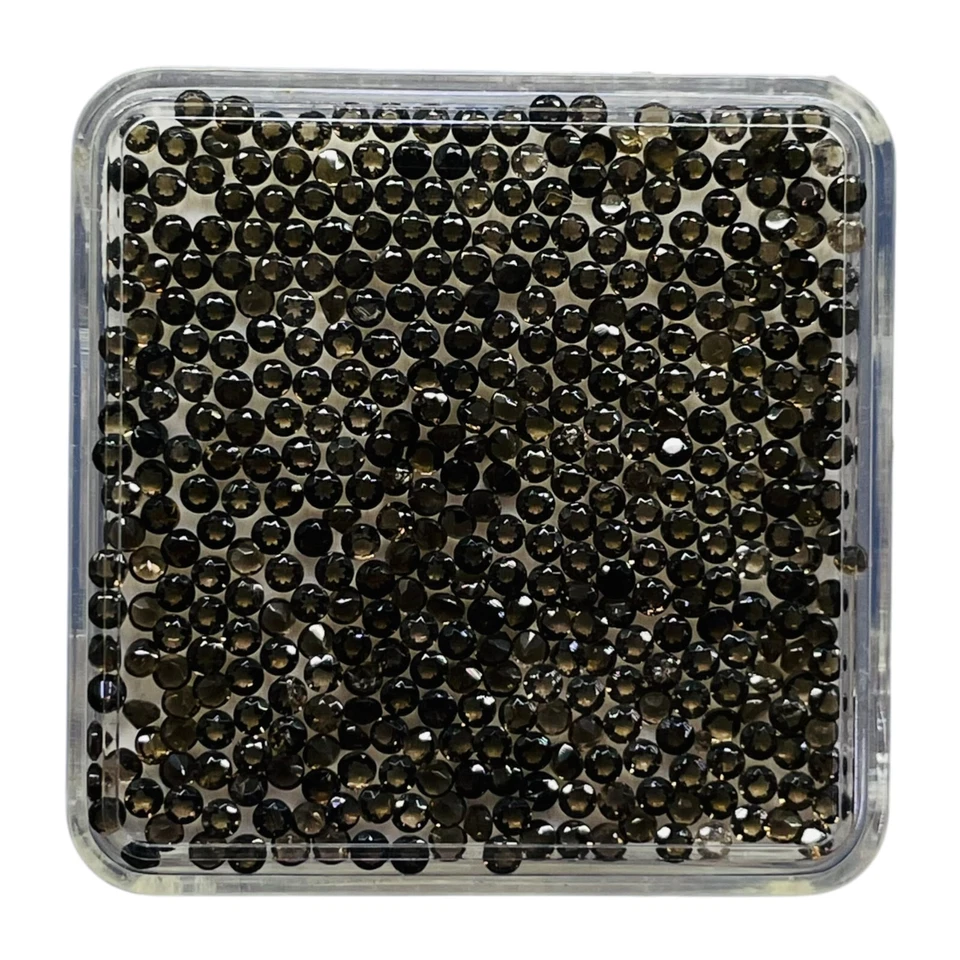 Lote de 500 piedras preciosas sueltas calibradas corte redondo de cuarzo ahumado natural VVS 1,75 mm Foto 3 de 4