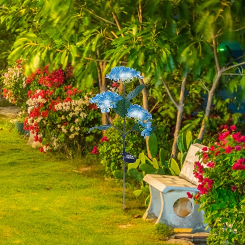 Lámpara solar exterior LED simulada de luz de tierra de hortensia de 3 cabezales para jardín en casa - Imagen 2 de 27