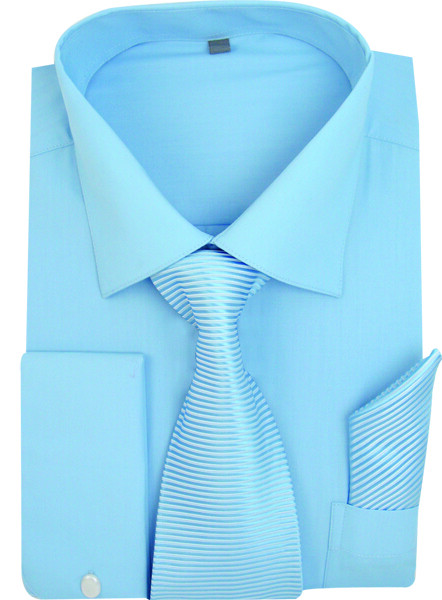 Olive Spread Collar  French Cuff + Tie + Handkerchief Set Men's Dress Shirt main image 0