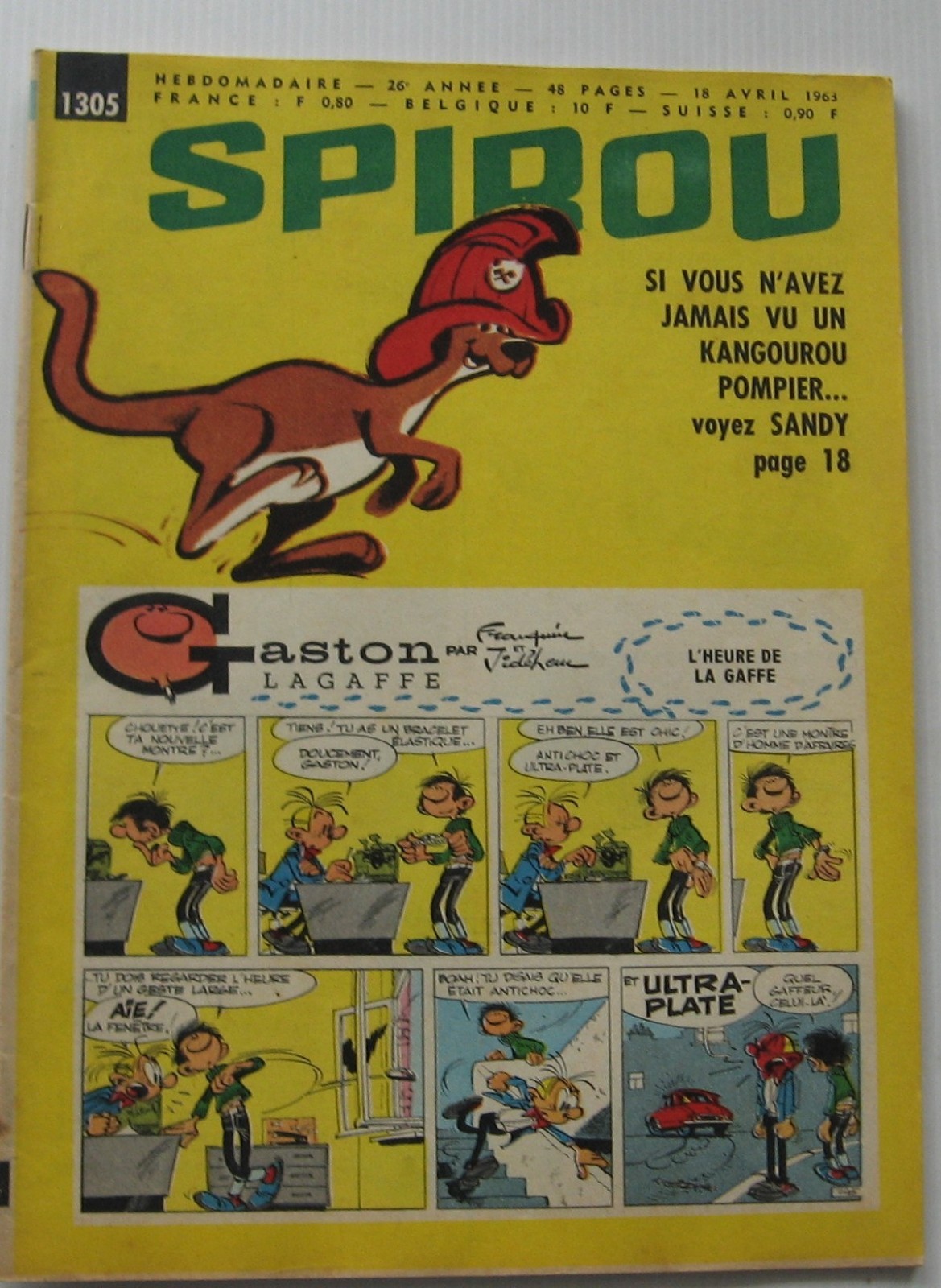 Journal Spirou No #1305 Sandy Kangaroo Fireman/Marc Ironside 1963 Good Condition