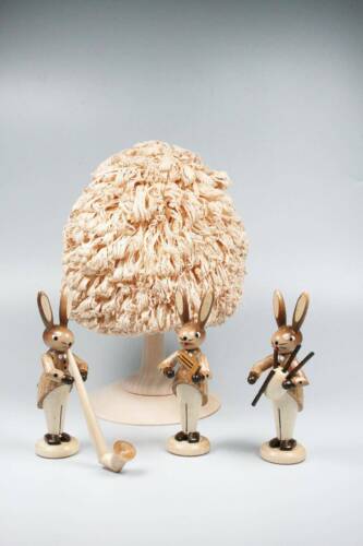 Rabbit trio natural rabbit with alphorn rattle bagpipesack ore mountains 35161 - Picture 1 of 1