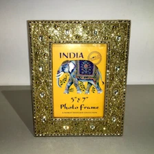 HANDMADE BEADED BEJEWELED PHOTO FRAME5" X 7" MADE INDIA (NEW)