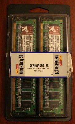 Kingston kvr400ak2/512r memory upgrade module 512mb pc 32000ml 3 184-pin dimm kit (2pcs) (740617072679)