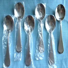 New Oneida ICARUS Glossy Set of 6 Lg Oval Soup Spoons Stainless Flatware(7 7/8")