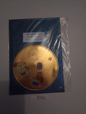 B095 Handgefertigte Personalisierte Neu Baby Junge Karte Winnie the Pooh Hund 6x4''