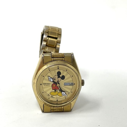 Vtg Seiko Walt Disney MICKEY MOUSE Watch Sunburst Dial Day Date Ladies - Picture 5 of 8