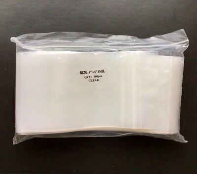 Zip Lock Bags Clear Storage Shipping Resealable Zipper 4x6  Thick  4Mil 100 Bags