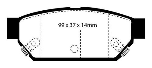 EBC YellowStuff Bremsbeläge hinten für Mitsubishi FTO 2.0 (GX) 94-2000 DP4986R - Bild 2 von 2