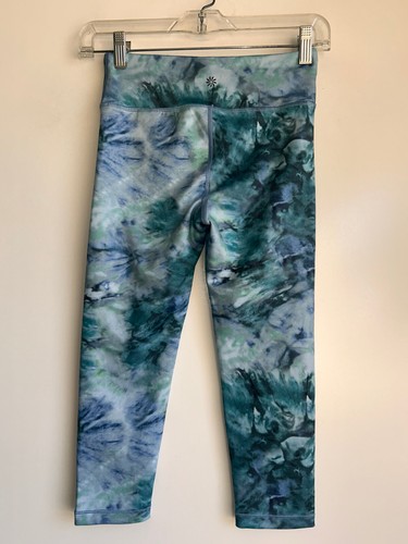 ATHLETA GIRL Blue High Rise Printed Chit Chat Capri Leggings Sz Large (12) ~EUC - Picture 4 of 9