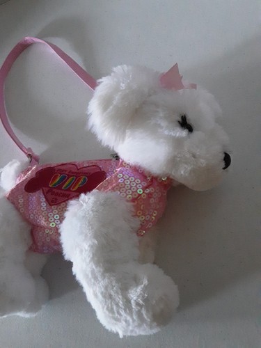 Poochie & Co Puppy Dog Kids Purse VIP White w/Pink Sequins Glam CUTE - Picture 11 of 11