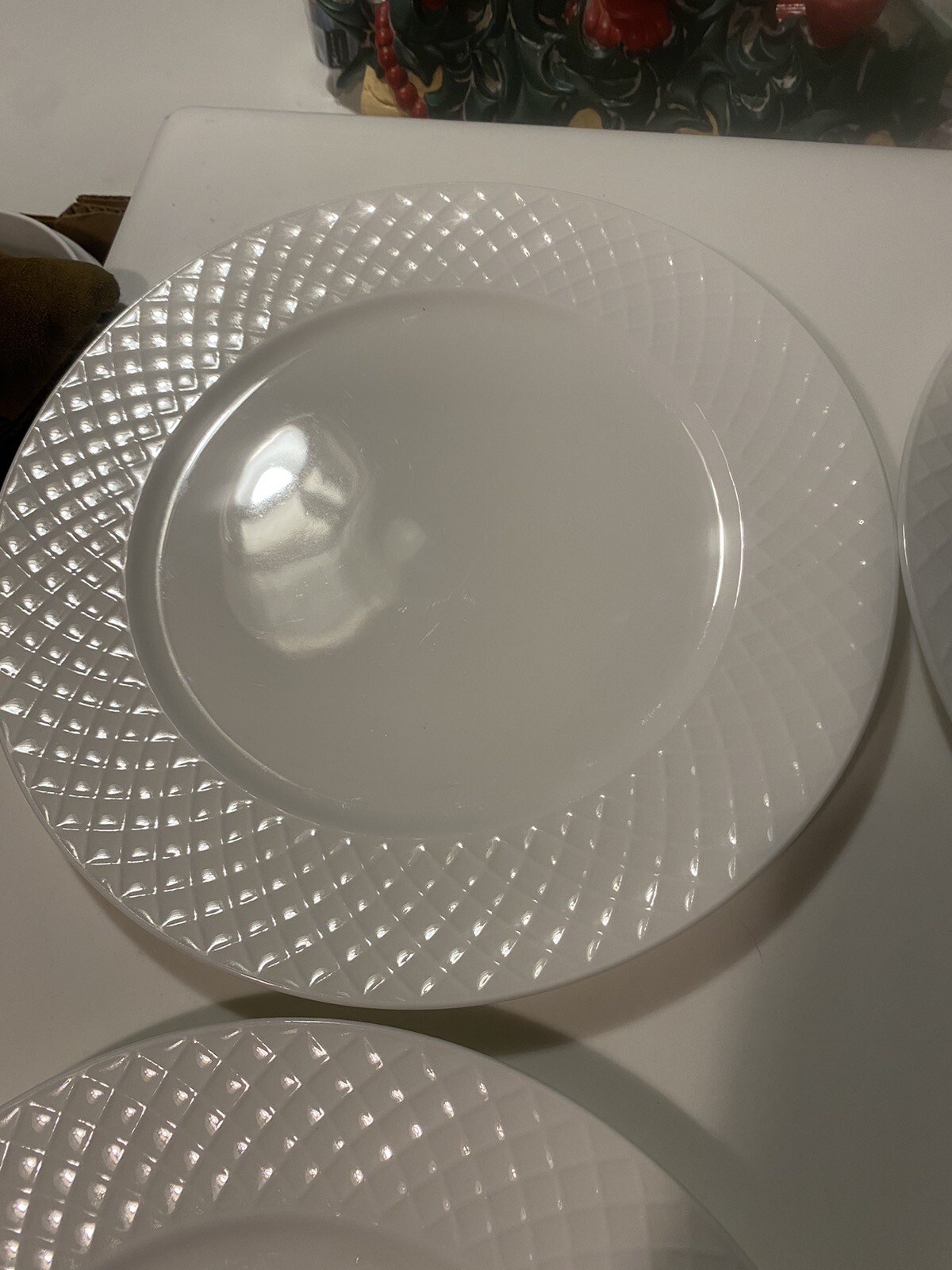 Mikasa TRELLIS Set of 4 Dinner Plates 11" Bone China White MIKASA Plate