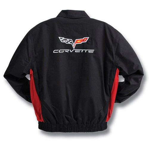 C6 Corvette Black and Red Lightweight Twill Jacket - Picture 3 of 3