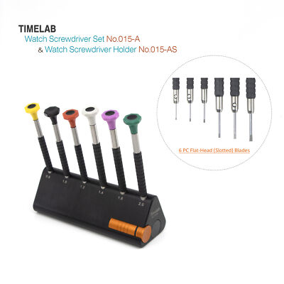 Timelab 6PC Watch Craft Jewelry Screwdriver Kit Set - Screwdriver Stand Holder