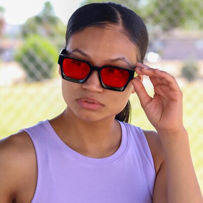 Retro Square Frame Sunglasses for Women Men Fashion Chunky Rectangle Sun Glasses