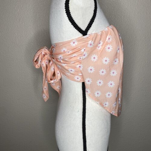 Cotton: On NWT Peach Color Strapless Tie Back Floral Bandana Top; Size Medium - Picture 2 of 9