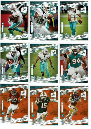 2021 Panini Prestige Football Miami Dolphins Team Set (9) Base Cards +++ - Picture 2 of 2