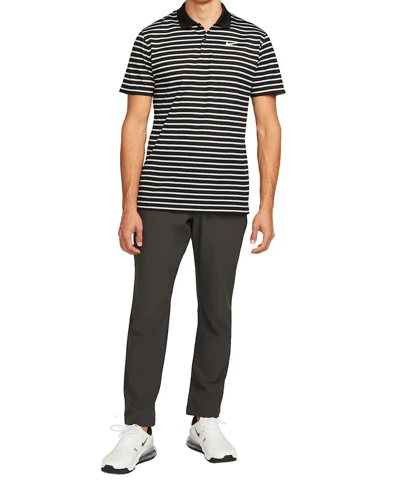 Nike Men's Dri-Fit Victory Golf Striped Polo Shirt in Black/White, DH0829-010 - Image 3 of 4