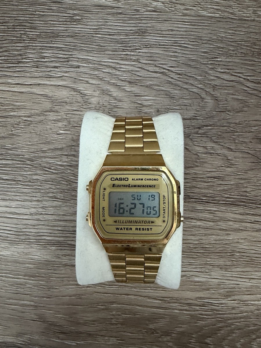 Casio A168 Gold Digital Quartz Stainless Steel Wristwatch Alarm