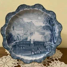 Vintage Pattern Dunn Bennett & Co.Burslem England Blue and white IronstonePlate 