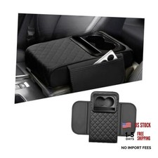Car Center Console Armrest Pillow, Leather Memory Foam Auto Arm Style A Black