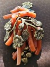 Estate beaded branch coral brooch pin
