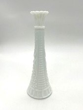 Vintage White Milk Glass Bud Vase With Diamond Pattern, Stars and Bars