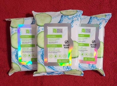 Set OF 3 GlobalBeautyCare Cucumber Makeup Remover Wipes FREE SHIPPING!!!