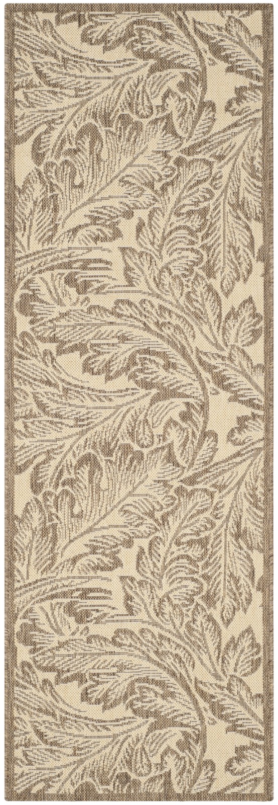 SAFAVIEH Courtyard Connie Floral Indoor/Outdoor Runner Rug, Natural/Brown, 2'3